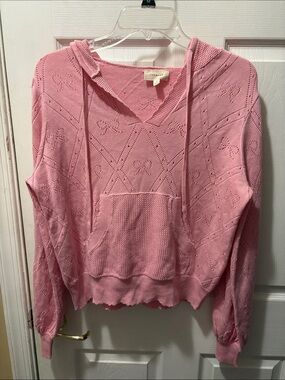 Rareraw pretty pink hoodie with kangaroo pocket and bows
